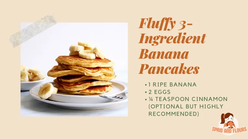 A Plate of Fluffy 3-Ingredient Banana Pancakes Topped with Banana Slices