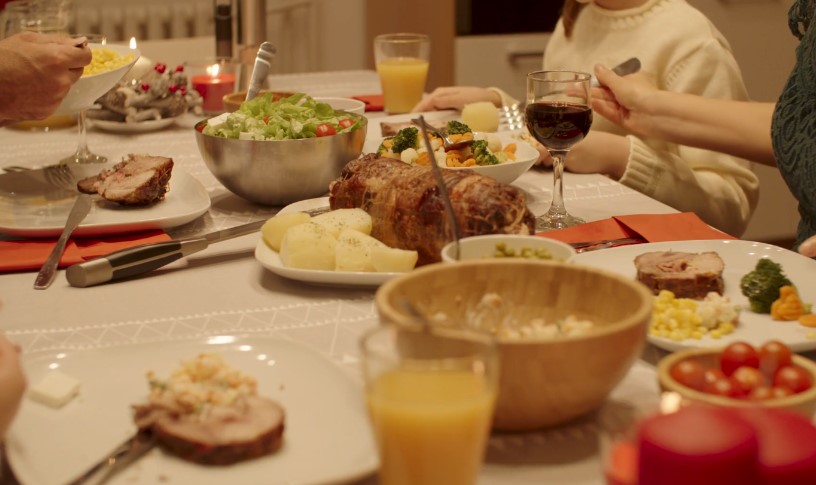 Family eating dinner
