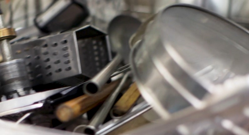 A collection of stainless steel utensils