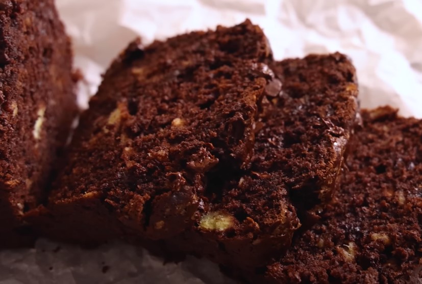 Close up view of a banana brownie